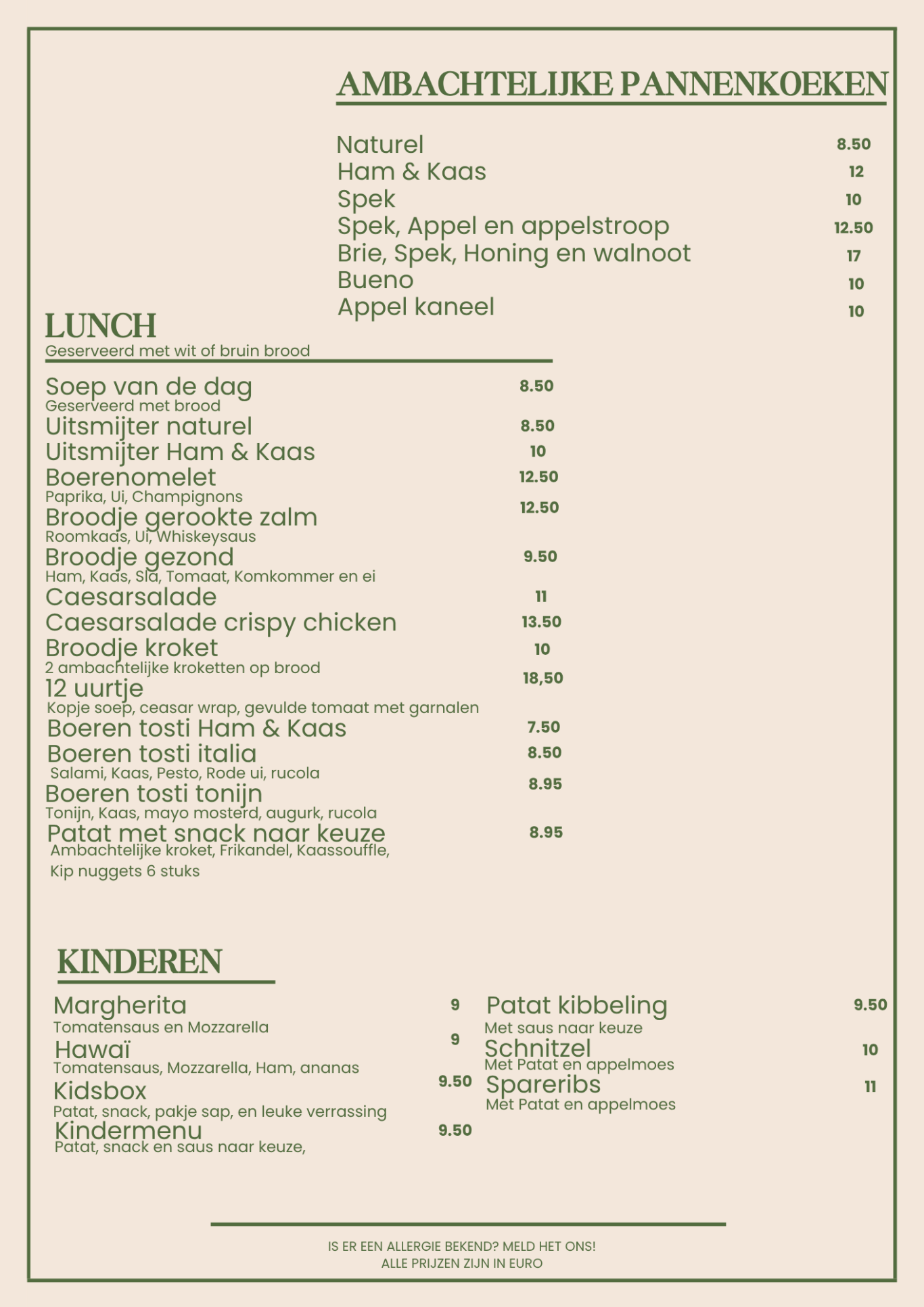 Restaurant Medemblik - Lunchkaart